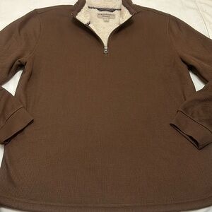 BC Clothing Men’s Fleece Lined Quarter Zip Jacket Brown L New No Tag